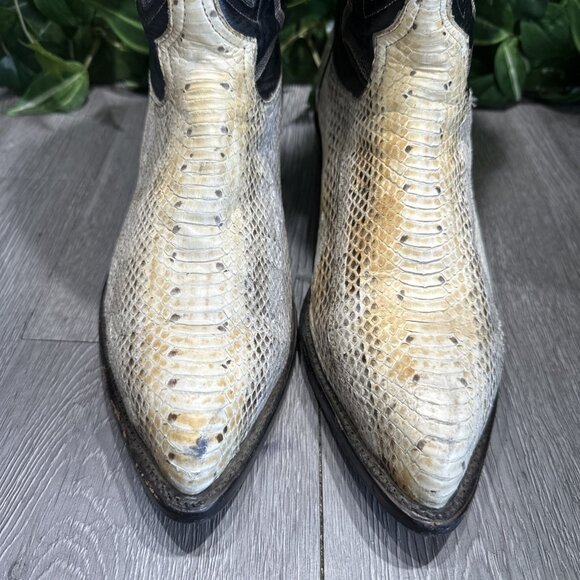 RARE Tony Lama Boots Men 9 EE Exotic Python Snakeskin. Gloss Upper Leather VTG main image 6